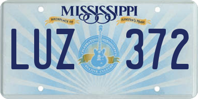MS license plate LUZ372