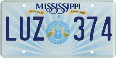 MS license plate LUZ374