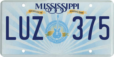 MS license plate LUZ375