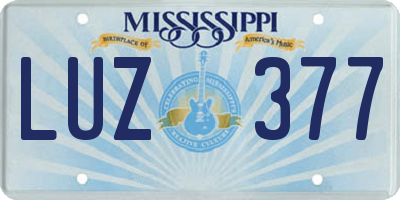 MS license plate LUZ377
