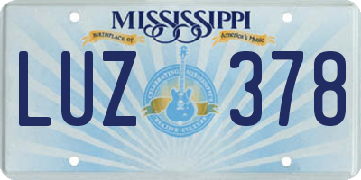 MS license plate LUZ378