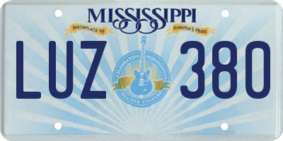 MS license plate LUZ380