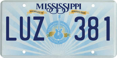 MS license plate LUZ381