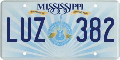 MS license plate LUZ382