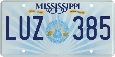 MS license plate LUZ385