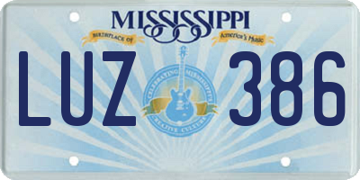 MS license plate LUZ386