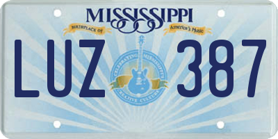 MS license plate LUZ387