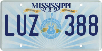 MS license plate LUZ388