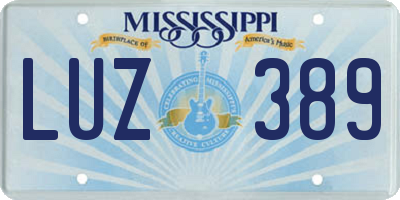 MS license plate LUZ389