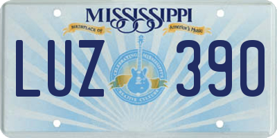 MS license plate LUZ390