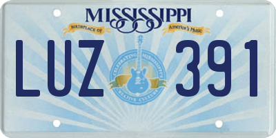 MS license plate LUZ391