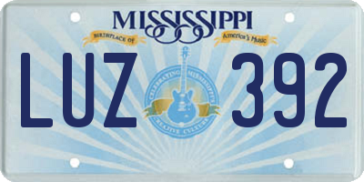 MS license plate LUZ392