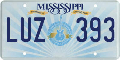 MS license plate LUZ393