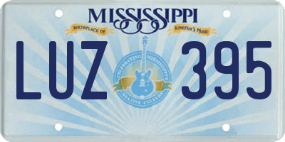 MS license plate LUZ395