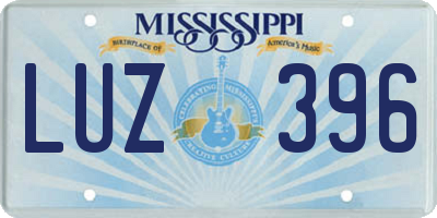 MS license plate LUZ396