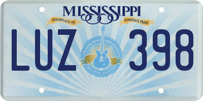 MS license plate LUZ398