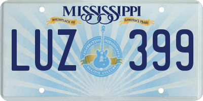 MS license plate LUZ399