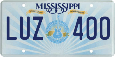 MS license plate LUZ400