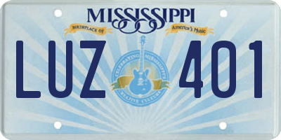 MS license plate LUZ401