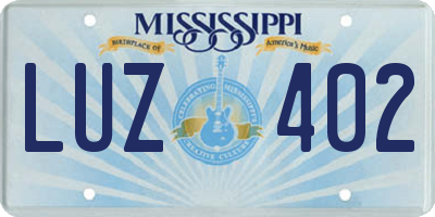 MS license plate LUZ402