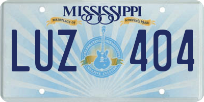 MS license plate LUZ404