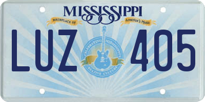 MS license plate LUZ405