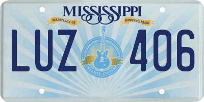 MS license plate LUZ406
