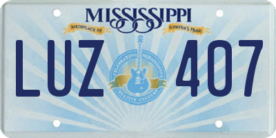 MS license plate LUZ407