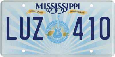 MS license plate LUZ410