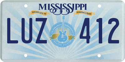MS license plate LUZ412