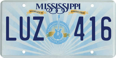 MS license plate LUZ416