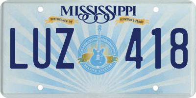 MS license plate LUZ418