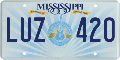 MS license plate LUZ420