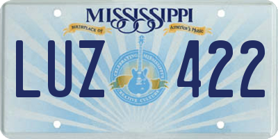 MS license plate LUZ422
