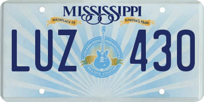 MS license plate LUZ430
