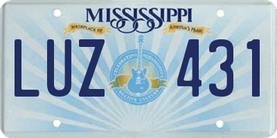 MS license plate LUZ431