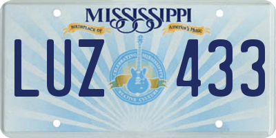 MS license plate LUZ433