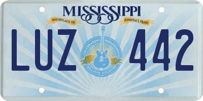 MS license plate LUZ442
