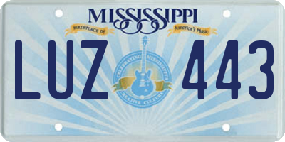 MS license plate LUZ443