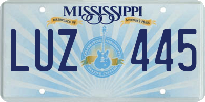MS license plate LUZ445