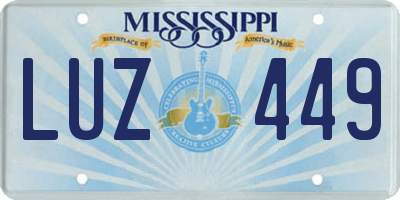 MS license plate LUZ449