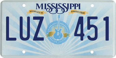 MS license plate LUZ451