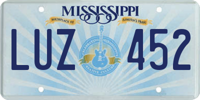 MS license plate LUZ452