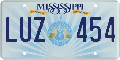 MS license plate LUZ454