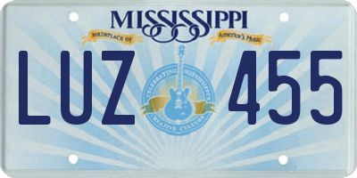 MS license plate LUZ455