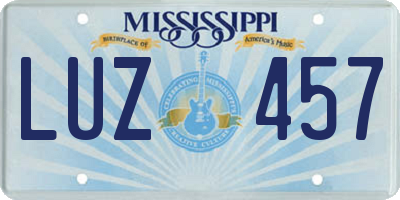 MS license plate LUZ457
