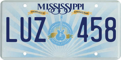 MS license plate LUZ458