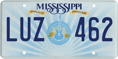 MS license plate LUZ462