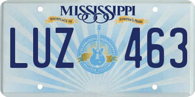 MS license plate LUZ463