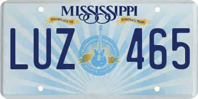MS license plate LUZ465